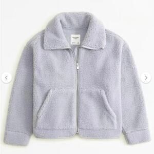 Abercrombie & Fitch Blue Sherpa Aviator Fluffy Zip Up Jacket Size XS cozy chic